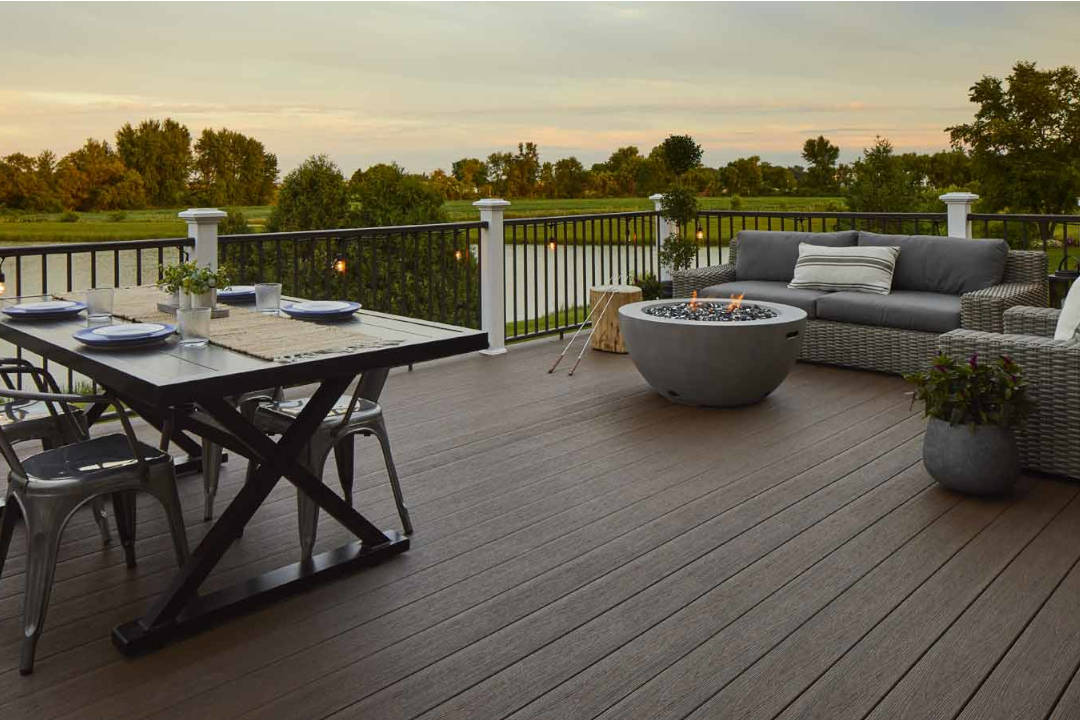 Meyer Timber TimberTech outside fire entertaining area timber decking